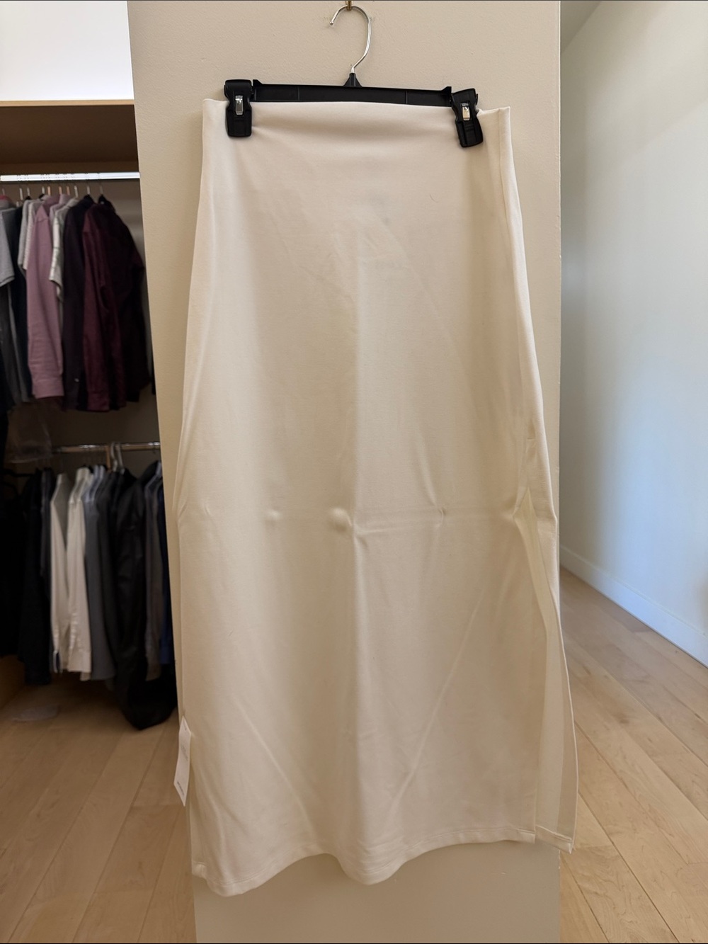 LESET Cream Maxi Slip Skirt